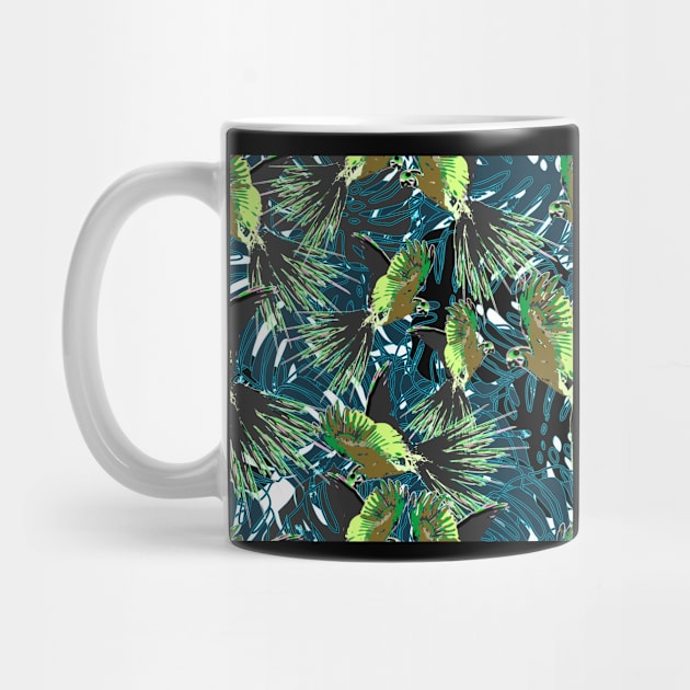 Macaw And Tropical Leaves Vector Seamless Print by MichelMM